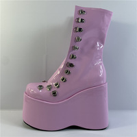 Chaussures à talons hauts pour femmes, décontractées, plates, imperméables, à plateforme, couleur unie, bout rond, tendance