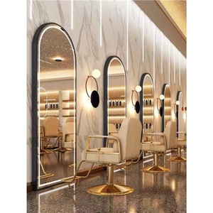 <span class=keywords><strong>Miroir</strong></span> de salon <span class=keywords><strong>LED</strong></span> en forme d'arche <span class=keywords><strong>avec</strong></span> cadre doré de luxe, <span class=keywords><strong>miroir</strong></span> mural pleine longueur pour salon de coiffure, mobilier de salon de beauté - Product Image 3
