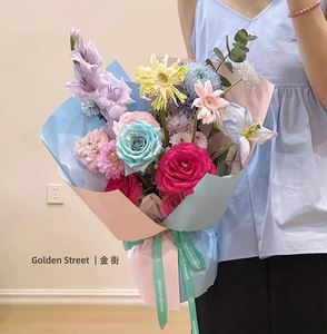 กระดาษห่อดอกไม้กันน้ำ พื้นผิวด้าน สีพื้น ขนาด 52*50 ซม./แผ่น สำหรับร้านดอกไม้ ขายส่ง - Product Image 6
