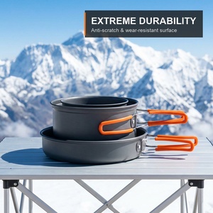 <span class=keywords><strong>Set</strong></span> di Pentole da Campeggio di Alta Qualità per 2-3 Persone, 3 Pezzi, Compatibile con Fornello a Gas Portatile per BBQ, Picnic, Escursionismo e Cucina all'Aperto - Product Image 5