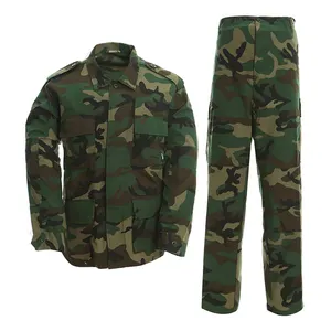 Combat Camouflage Woodland Ripstop Set Battle Training Pants Trousers BDU Tactical Uniform