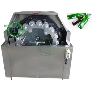Semi-auto Inside outside soy sauce vinegar paper label removing recycle glass bottle brush water brushing machine