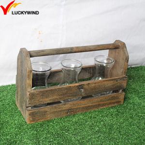 Desktop Plant <span class=keywords><strong>Terrarium</strong></span> mit Glas Reagenzglas Vase Hydro ponic Reagenzglas Pflanzer mit Retro Holz ständer Glas Luft Pflanzer Halter - Product Image 6