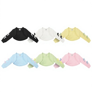 Cárdigan tipo bolero acanalado para niños con lazo de cinta, manga larga, chaqueta corta, 4 años, buena calidad para niños - Product Image 1