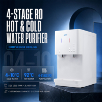 Distributeur d'eau sur pied avec osmose inverse, eau chaude et froide, filtration UV 4 étapes et refroidissement par compresseur