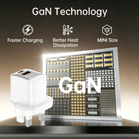 Cargador de Pared Aspor 30W GaN PD Tipo-C OTP con Enchufe para Reino Unido, Adaptador de Carga Rápida con Logotipo Personalizado A870