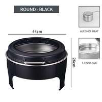 Matériel de restauration : Réchauds de buffet noirs en acier inoxydable, capacité 6L, chauffage à l'alcool, mode économie d'énergie, pour buffets