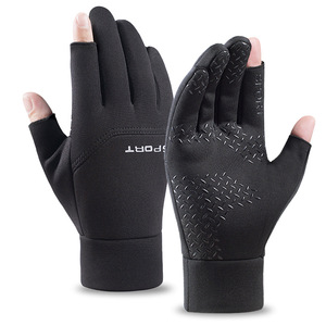 Xuan Tong Gants mi-doigts pour hommes, doublés de polaire, chauds, résistants au vent, pour les déplacements en plein air, MLXL - Product Image 1