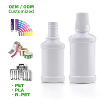 Bouteille de bain de bouche jetable portable en PET transparent blanc, sans BPA, CE RoHS, 150ml 250ml 300ml 360ml 500ml