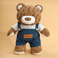 Ours en peluche habillé, jouets en peluche doux, salopette en velours côtelé, t-shirt à pois, animaux en peluche câlins, cadeau d'anniversaire pour enfants et filles, vente en gros