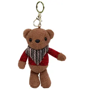 Penjualan grosir 2024 gantungan kunci boneka binatang lembut kustom gantungan kunci beruang teddy kecil