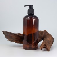 Bouteille pompe à lotion en PET ambré écologique de 500 ml, vide, rechargeable, pour shampoing, masque facial, faux cils, protection UV