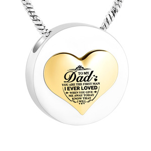 Pendentif en acier inoxydable pour cendres, collier commémoratif pour papa, urne funéraire ronde, bijou pour cendres, souvenir avec kit de remplissage - Product Image 1