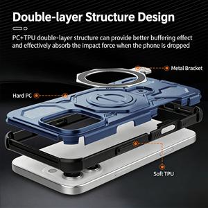 Étui de téléphone de luxe antichoc robuste en TPU+PC pour <span class=keywords><strong>homme</strong></span> avec support magnétique en métal à <span class=keywords><strong>360</strong></span>° pour iPhone 17 Pro <span class=keywords><strong>Max</strong></span> S26Ultra - Product Image 3