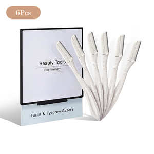 6Pcs/Set Eco Friendly Biodegradable Wheat Straw <strong>Dermaplaning</strong> Facial Hair Remover Trimmer Eyebrow Razor Kit - Product Image 1