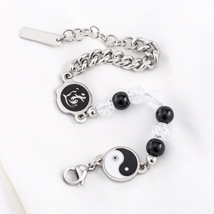 Yunnique – Bracelet tibétain en argent perlé avec Yin Yang et caractères chinois, pour hommes et femmes, bijoux à la mode, cadeau - Product Image 4