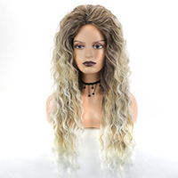 Perruques synthétiques de qualité supérieure, blond clair ombré blanc, cheveux longs bouclés, petites boucles volumineuses et moelleuses, pour femmes, qualité premium