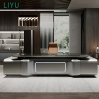 Bureau de direction moderne avec étagère de rangement, finition bois, structure métallique, table de patron, mobilier de bureau commercial