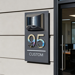 Solar LED House Number <b>Sign</b> Custom Address Plaque with IP65 Waterproof for Outdoor <b>Lighting</b> and Buildings - Product Image 1