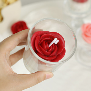 Bougie parfumée en gros pour la Saint-Valentin, senteur rose en pleine floraison, bougie parfumée florale <span class=keywords><strong>orientale</strong></span> romantique avec couvercle en bois pour la décoration intérieure - Product Image 2