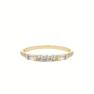 Bague Équilibre Populaire Personnalisée en Argent Sterling 925 Plaqué Or 14K avec Trois Diamants Zirconium, Bijoux Délicats Décontractés pour Femmes - Product Image 3