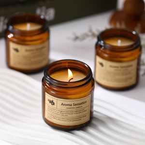 Scented Candle Tea-Colored Brown <b>Smoke</b>-Free Handcrafted Soy Wax Fragrance Essential Oils Home Incense Wedding Favors Cylindrical - Product Image 3