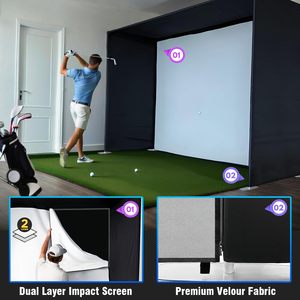 حاوية محاكاة جولف داخلية/خارجية قابلة للتخصيص مع شبكات بحجم مخصص تضرب إطار الشاشة للتدريب على التدريب - Product Image 4