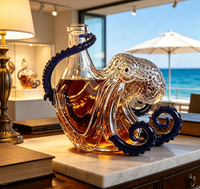 Bouteille en verre originale en forme de pieuvre, capacité 900-1000 ml, design durable, ajoute une touche artistique à la décoration de fête