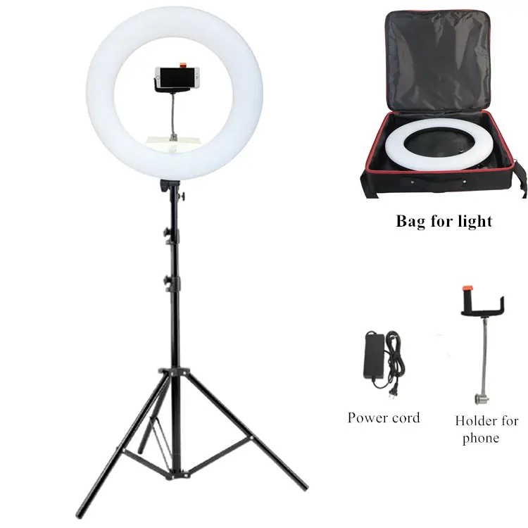 Yidoblo Fe-480II Màu Trắng Đèn LED Vòng Chụp Ảnh Video Màu Sinh Học Có Thể Điều Chỉnh Độ Sáng 3200K-5500K Đèn Ban Ngày Studio
