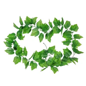 66 hojas de uvas artificiales, techo de ratán, flores de plástico decorativas, plantas verdes