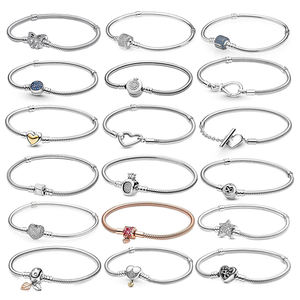 Original De Plata 925 colgante de plata esterlina hebilla de plata Pulsera de cuentas de moda DIY pulsera clásica de serpiente para mujer - Product Image 2