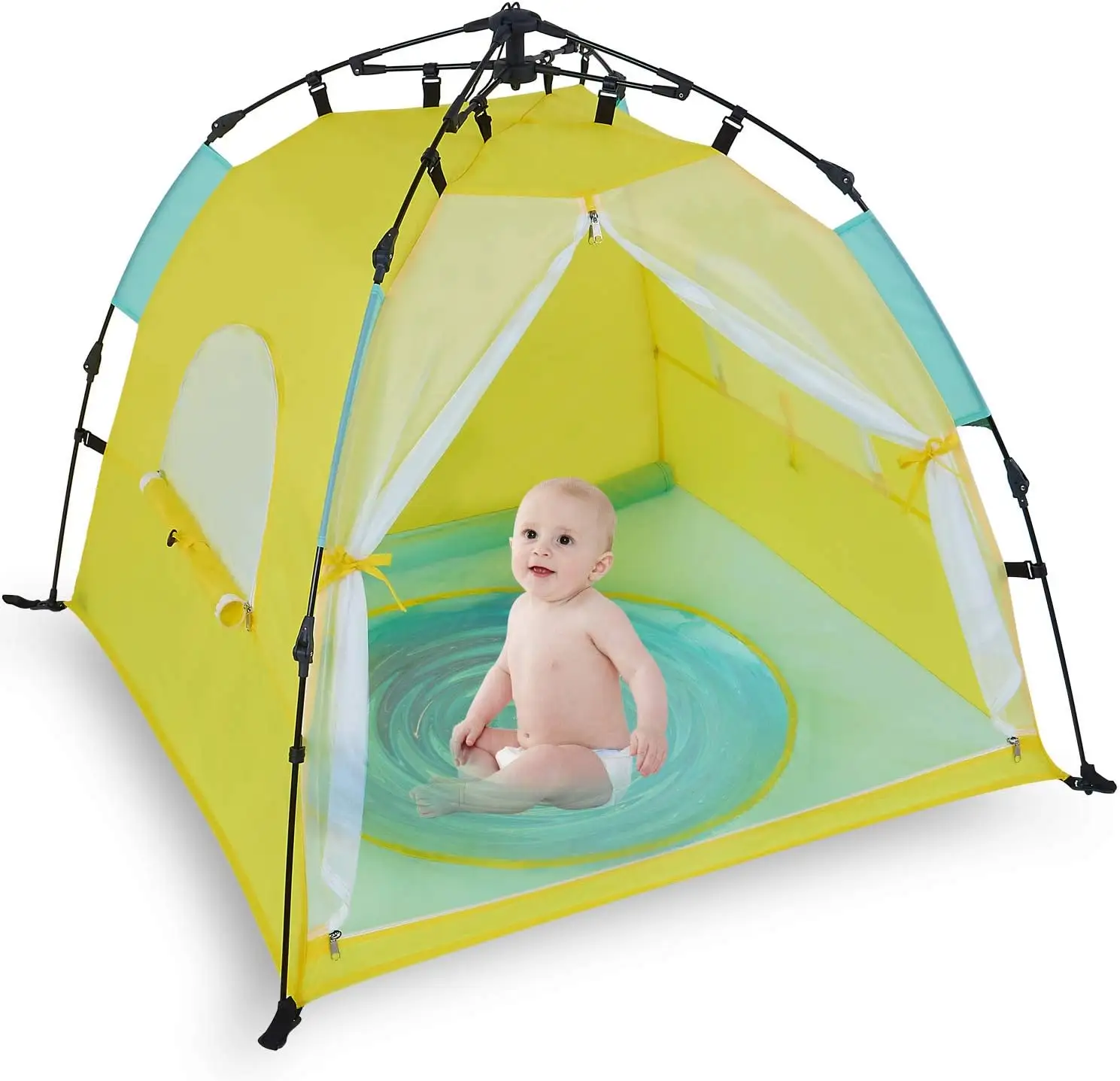 Tenda per bambini facile da installare con piscina e protezione solare da spiaggia 50 + da zanzariera per neonati