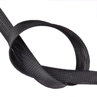 JIAF Dropship Malla Trenzada Aislante Negra de 3/4/6/8mm, Funda Plana de PET Nylon para Cables de 2mm-100mm, Personalizable