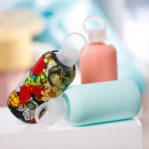 <b>500ml</b> Drinking Insulated Glass <b>Water</b> <b>Bottle</b> Can Customized With Silicone Sleeve and Plastic Lid Custom <b>Water</b> <b>Bottle</b> - Product Image 4