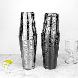 Coctelera Boston Personalizada con Grabado de Flores, 850+550 ml, Acero Inoxidable 304, Pulido Espejo, para Bar, Bartender, Mezcla de Bebidas - Product Image 3