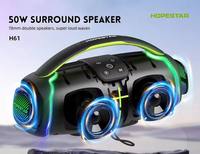 Altavoz Bluetooth Portátil Hopestar H61 de 50W, Resistente al Agua IPX6, Luces RGB con Sincronización Rítmica, Bajos Profundos y Potentes para Fiestas en Casa o al Aire Libre
