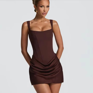 Short Dresses - Short Brown Dresses - Vintage Style Short Dresses - Short Brown Dresses - Vintage Style