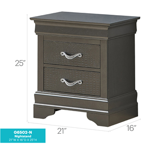 Metallic Black Nightstand With <b>Drawers</b> Modern Bedroom <b>Storage</b> <b>Drawer</b> Unit - Product Image 6