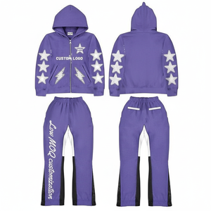 ชุดเสื้อฮู้ดและกางเกงวอร์มสำหรับผู้ชายชุดวอร์มแบบเต็มซิปล้างเหงื่อแบบกำหนดเองโลโก้ได้ - Product Image 1