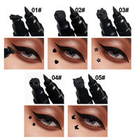 Crayon Eyeliner Double Pointe Effet Tampon pour Maquillage des Yeux, Forme Étoile et Lune, Noir, Lisse, Imperméable, Stylo Ombre à Paupières