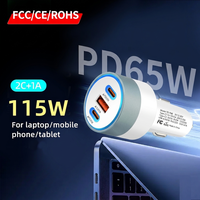 Cargador de Coche GaN PD PPS de Aleación de Aluminio Premium de 65W, Adaptador de Encendedor de Cigarrillos de 3 Puertos y 100W, Cargador Rápido USB C de 12V 24V