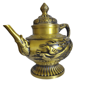 Théière en laiton personnalisée avec Dragon et <span class=keywords><strong>Phoenix</strong></span> Motifs en relief Ornement artisanal en cuivre Produit d'artisanat en métal - Product Image 3