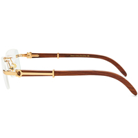 Gafas de Madera Sin Montura Borregls para Hombre, Monturas de Gafas Cuadradas Sin Marco de Diseñador, Gafas Ópticas de Lujo para Mujer 50251
