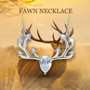 La joyería de la plata esterlina 925 Navidad <span class=keywords><strong>asta</strong></span> de ciervo cabeza colgante collar - Product Image 5