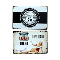 Rétro Route 66 Signes Garage Plaques Métal Affiches Club Bar Décor À La Maison 20x30cm