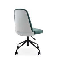 Chaise ergonomique sans accoudoirs en tissu bleu sarcelle chiné pour bureau, siège pivotant réglable en hauteur avec roulettes