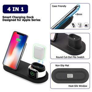 Estación de <span class=keywords><strong>carga</strong></span> rápida inalámbrica de escritorio de 15W Cargador inalámbrico 4 en 1 Cargador inalámbrico Universal para teléfono móvil Auricular Reloj - Product Image 3