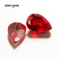 Starsgem Pierre précieuse synthétique en forme de poire, rubis de laboratoire cultivé, pierre en vrac