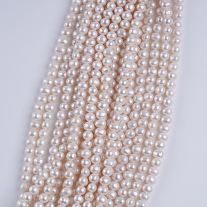 ไข่มุกน้ำจืดธรรมชาติจากจูจี้ ขนาด 5-6 มม. สีขาว ทรงเกือบกลม สำหรับทำเครื่องประดับ DIY ขายส่ง - Product Image 1
