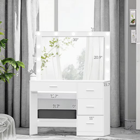 Ensemble de meubles de chambre à coucher avec miroir éclairé blanc moderne, table de maquillage avec tiroirs et éclairage